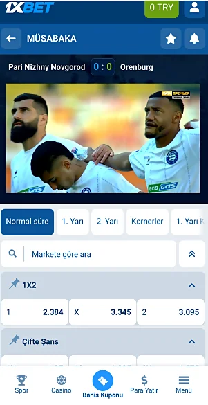 1xbet maç sayfası