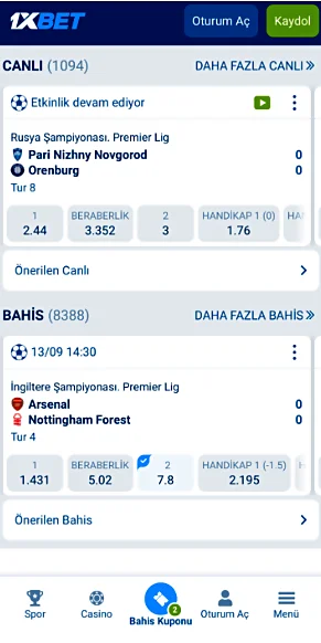 1xbet canlı bahis