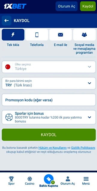 1xbet kayıt